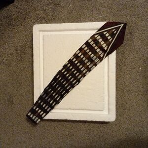 😊fratelli moda 100% silk handmade Italy mens neck tie burgundy black multicolor